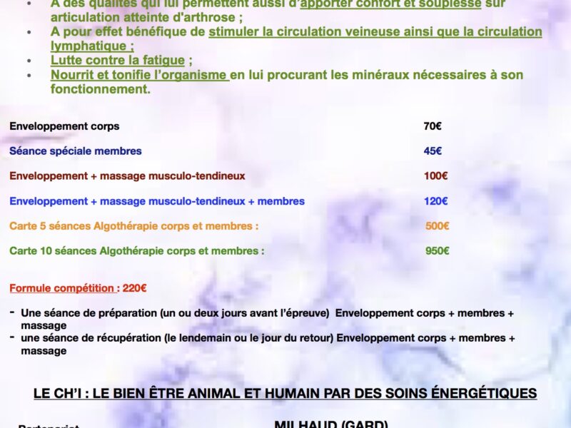 Praticienne Shiatsu équin, canin, humain, Maître Reiki, Algothérapie Equine, Réflexologie plantaire, praticienne cranio-sacrée, praticienne EFT